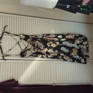 Floral Cowl Cami Midi Criss Cross Back